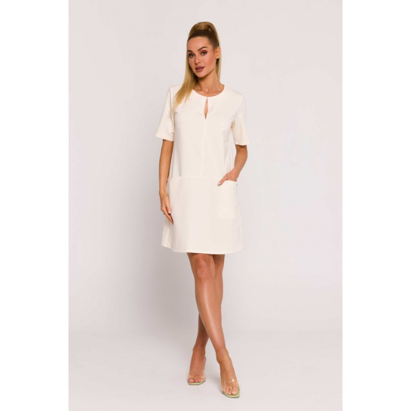 M788 Trapeze dress with pockets - cream