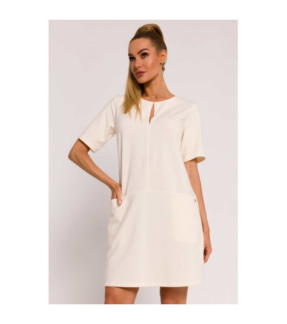 M788 Trapeze dress with pockets - cream