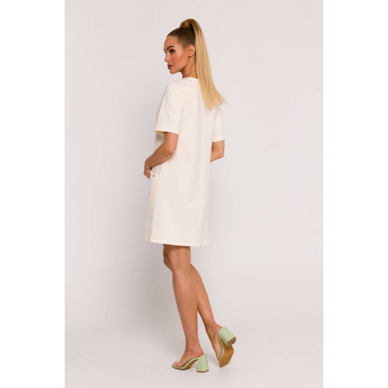 M788 Trapeze dress with pockets - cream