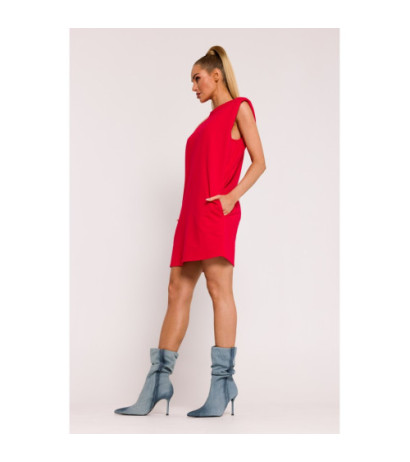 M789 Mini dress with shoulder pads - red