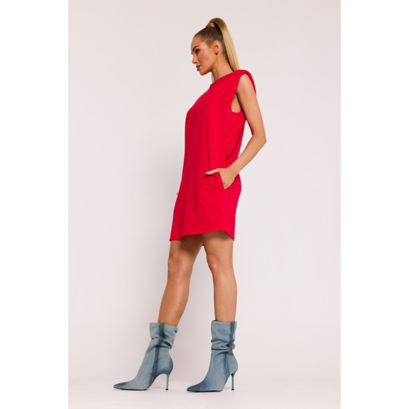 M789 Mini dress with shoulder pads - red