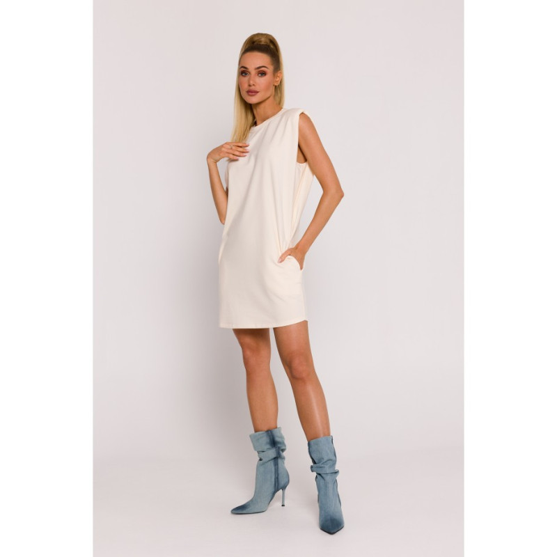 M789 Mini dress with shoulder pads - cream