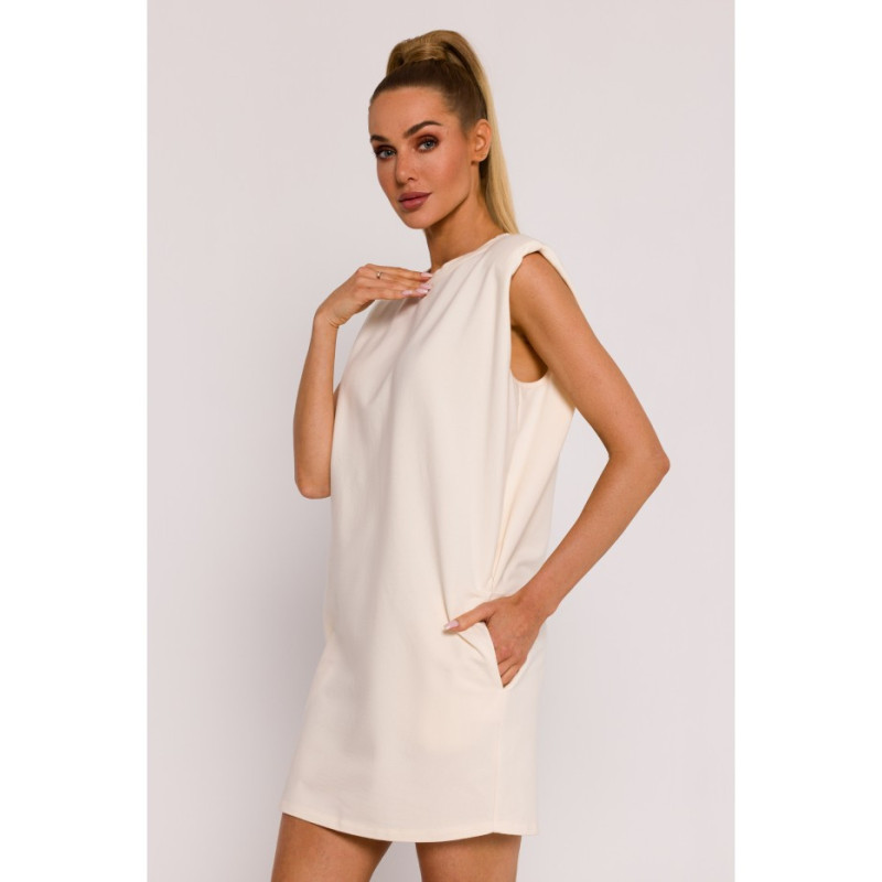 M789 Mini dress with shoulder pads - cream