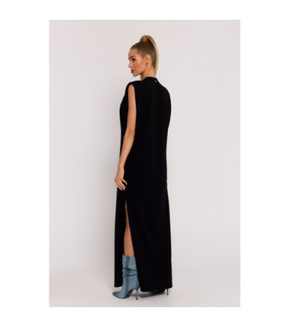 M790 Maxi dress with shoulder pads - black