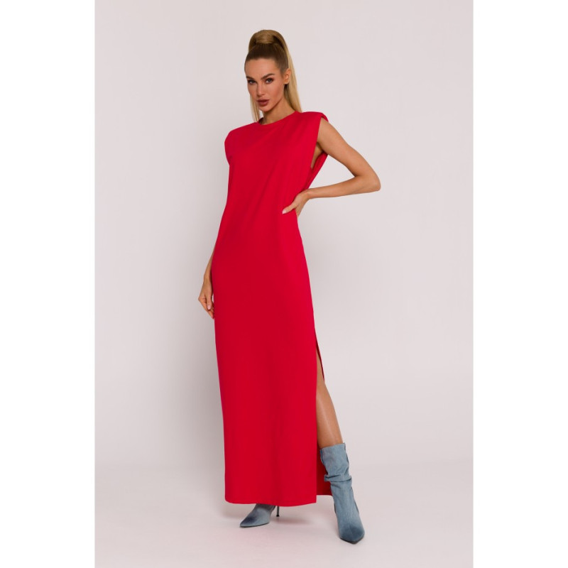 M790 Maxi dress with shoulder pads - red