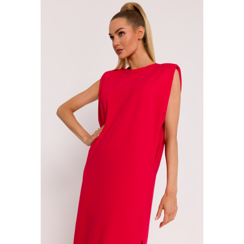 M790 Maxi dress with shoulder pads - red