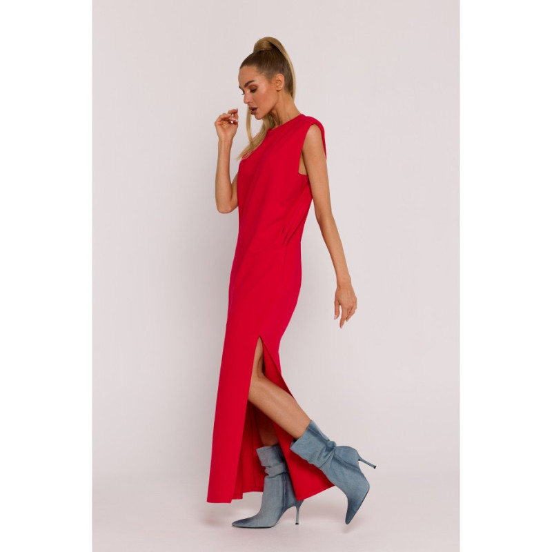 M790 Maxi dress with shoulder pads - red