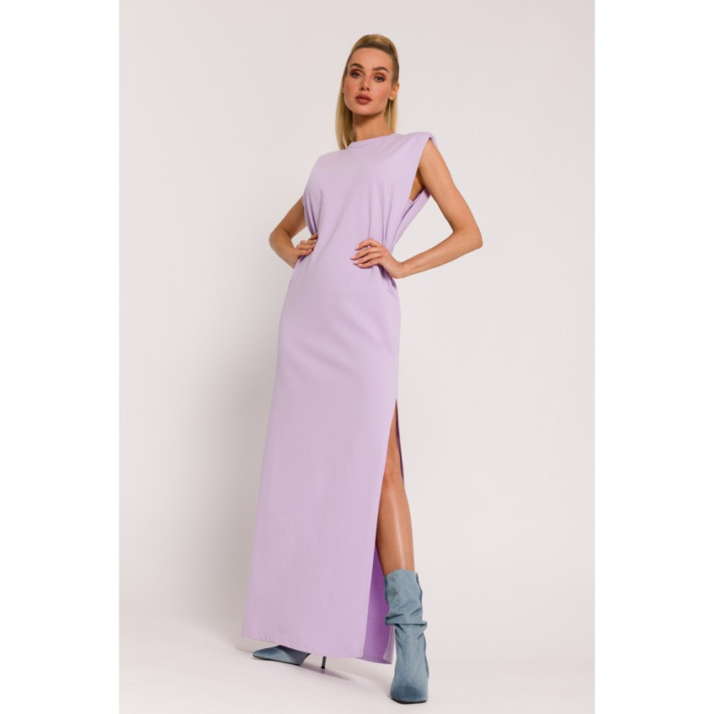 M790 Maxi dress with shoulder pads - violet