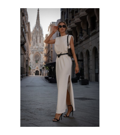 M790 Maxi dress with shoulder pads - cream