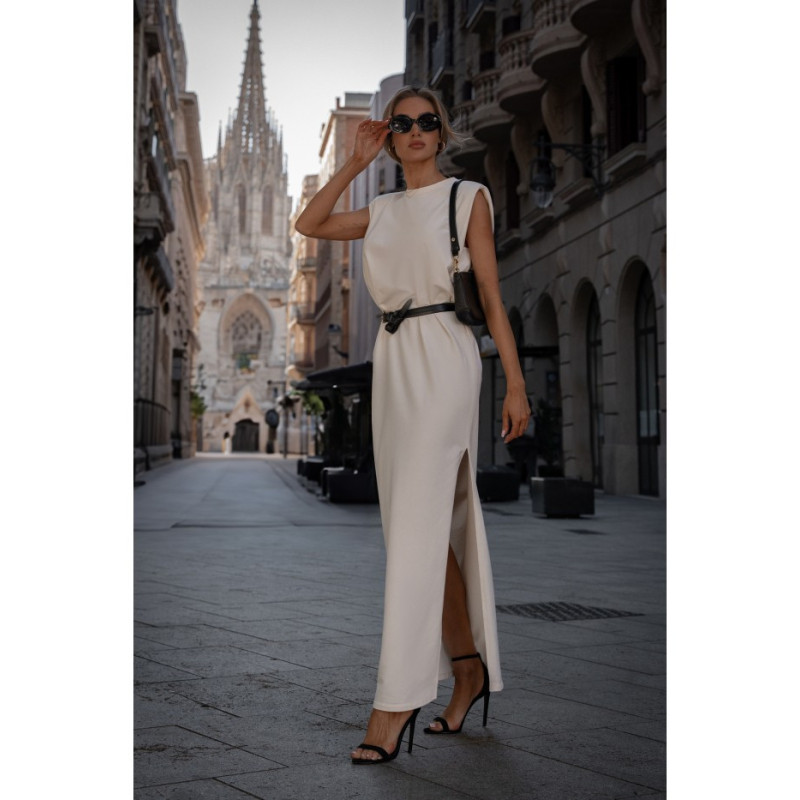 M790 Maxi dress with shoulder pads - cream