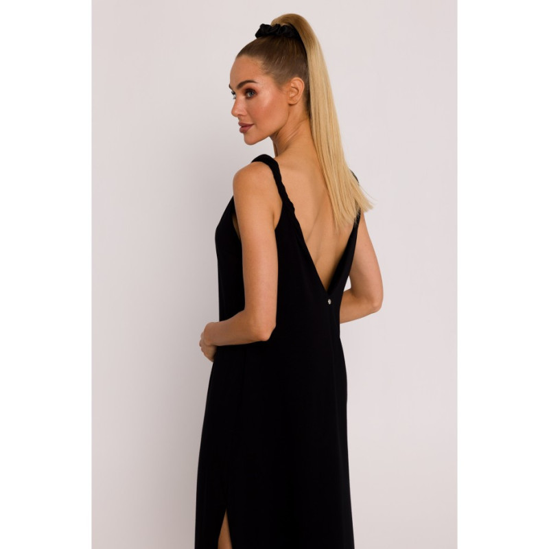 M791 Maxi dress with deep back neckline - black