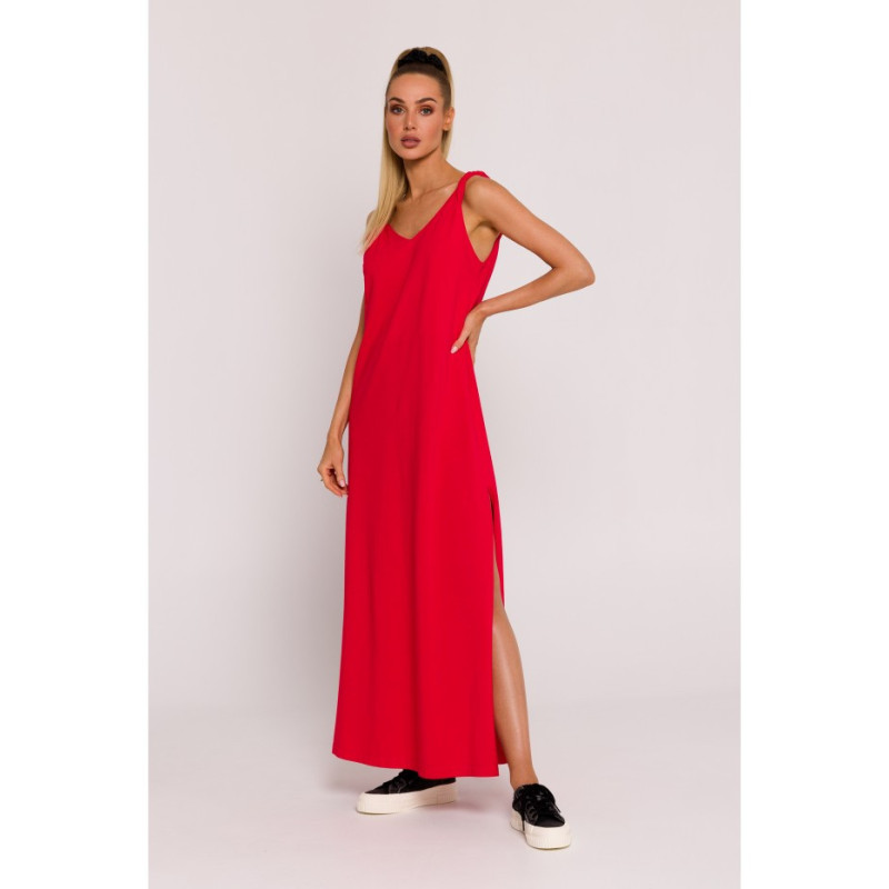 M791 Maxi dress with deep back neckline - red