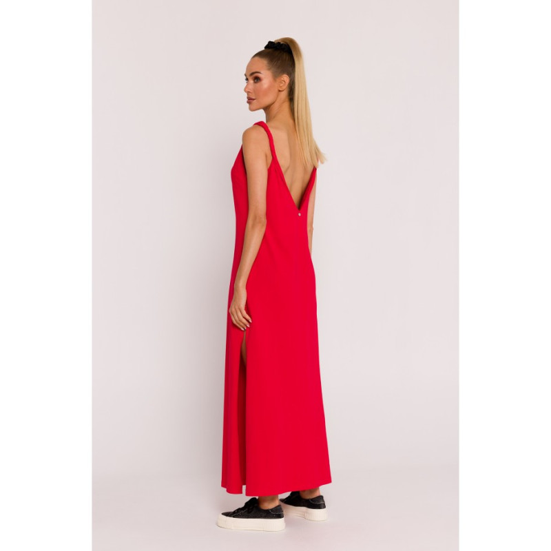 M791 Maxi dress with deep back neckline - red