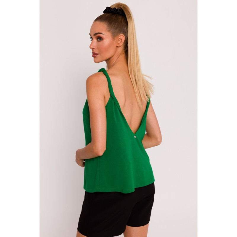 M792 Blouse with deep back neckline - juicy green