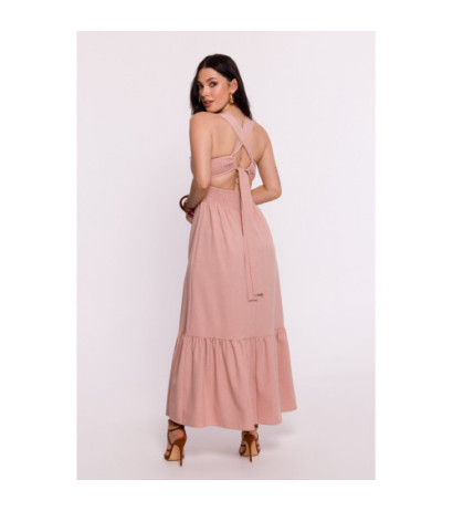 B281 Dress with rubberized belt and back tie - pink