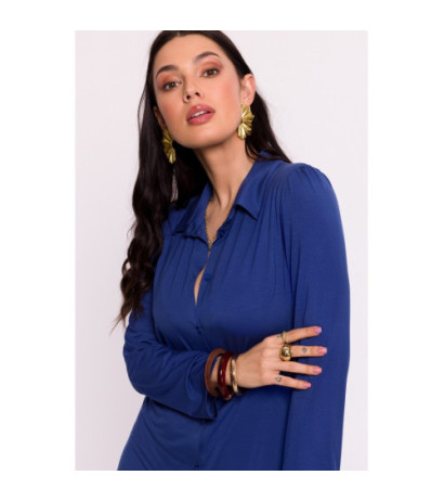 B285 Viscose button-down dress - blue