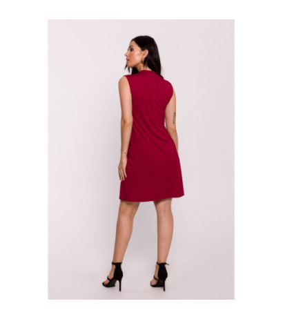 B286 Viscose dress with overlap short - burgundy