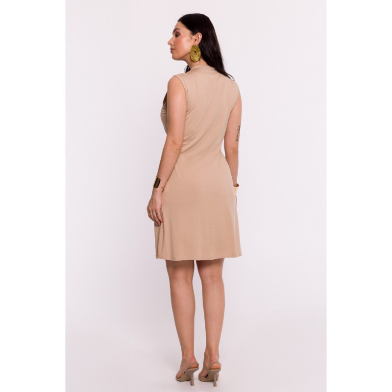 B286 Viscose dress with overlap short - cappuccino