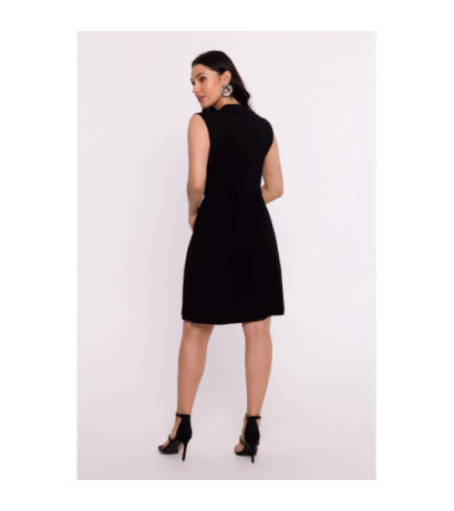 B286 Viscose dress with overlap short - black