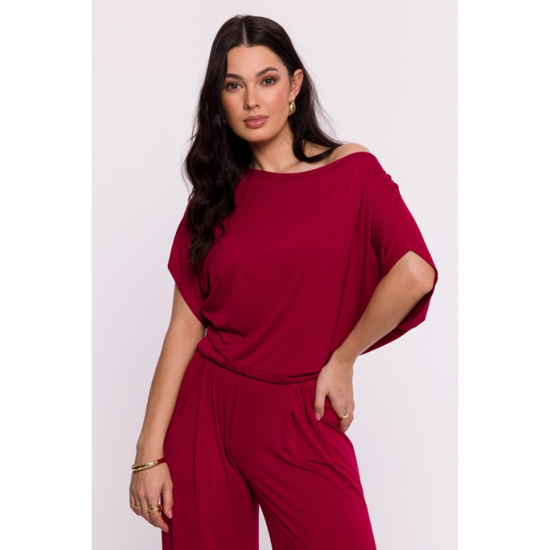 B287 Viscose bat blouse - maroon