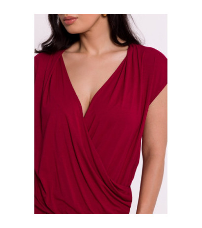 B288 Overlap viscose blouse - maroon