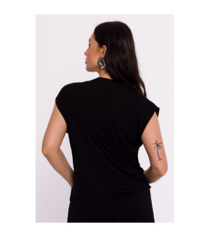 B288 Overlap viscose blouse - black