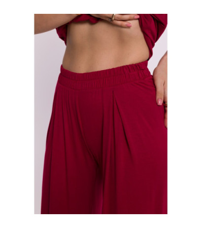 B289 Viscose pants with pleat - maroon