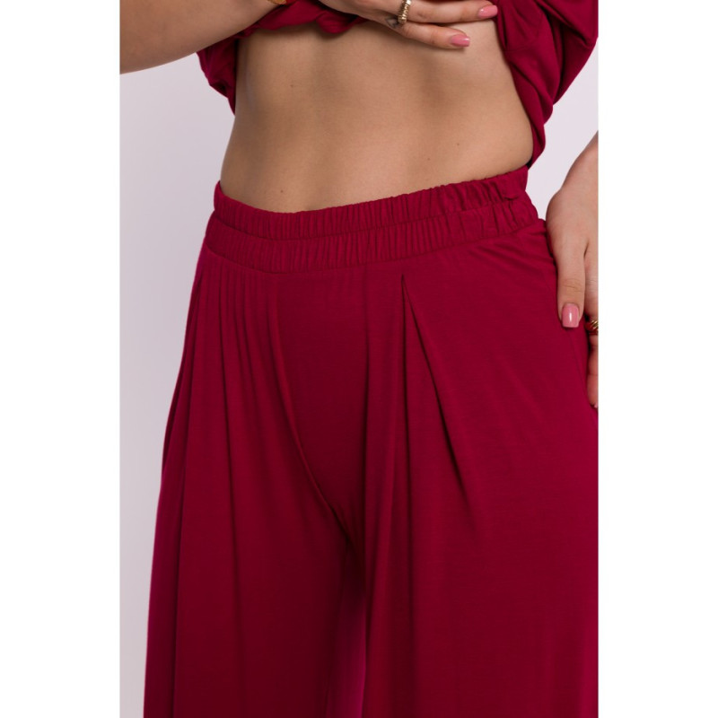 B289 Viscose pants with pleat - maroon