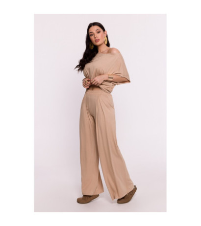 B289 Viscose pants with pleat - cappuccino