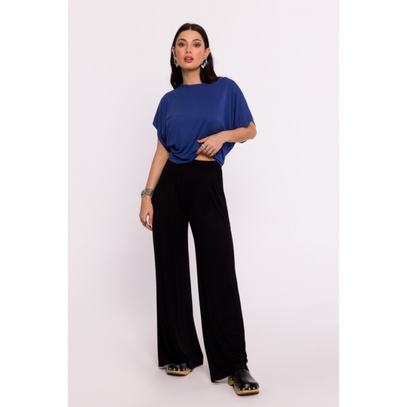 B289 Viscose pants with overlap - black