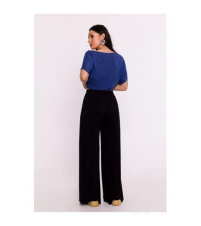 B289 Viscose pants with overlap - black