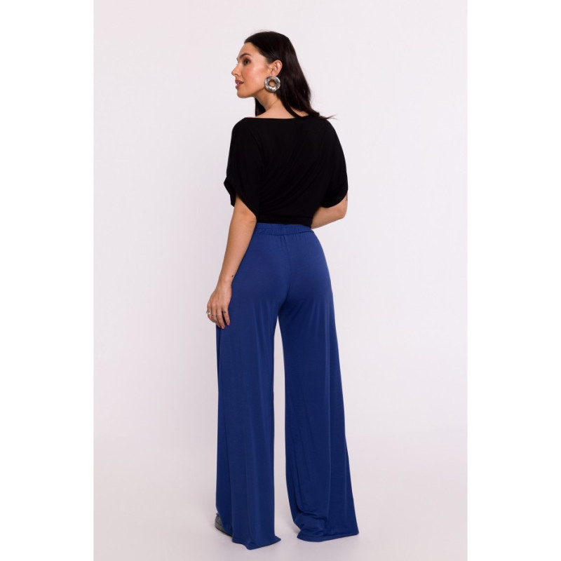 B289 Viscose pants with pleat - blue