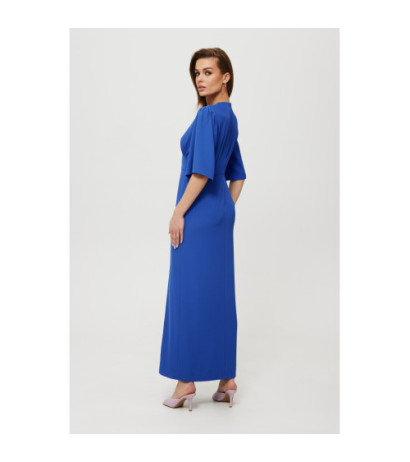 K183 Maxi dress with leg slit - blue