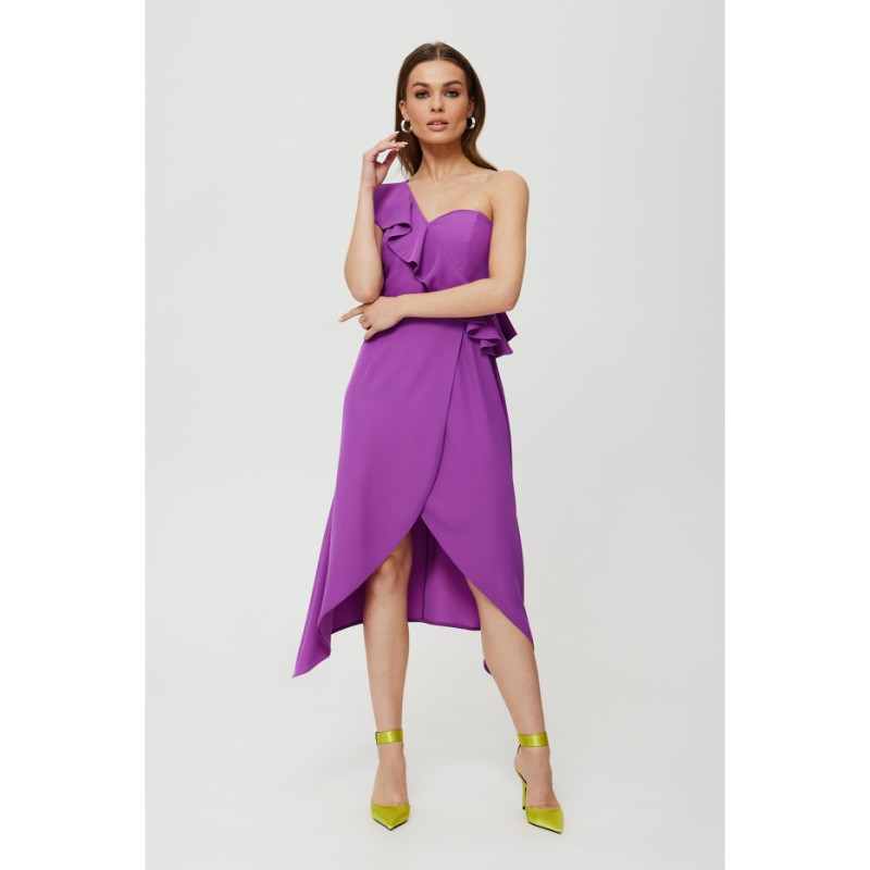 K185 One shoulder ruffle dress - lavender