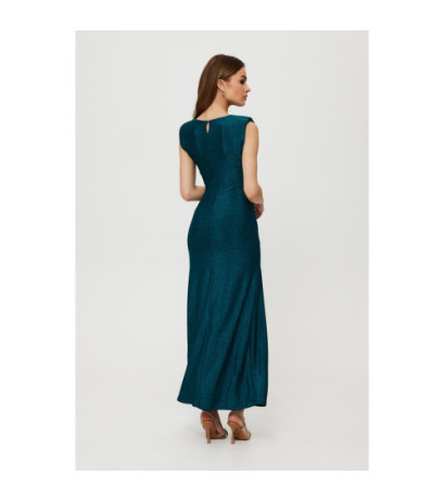 K186 Metallic maxi dress with cushions and pleats - nautical