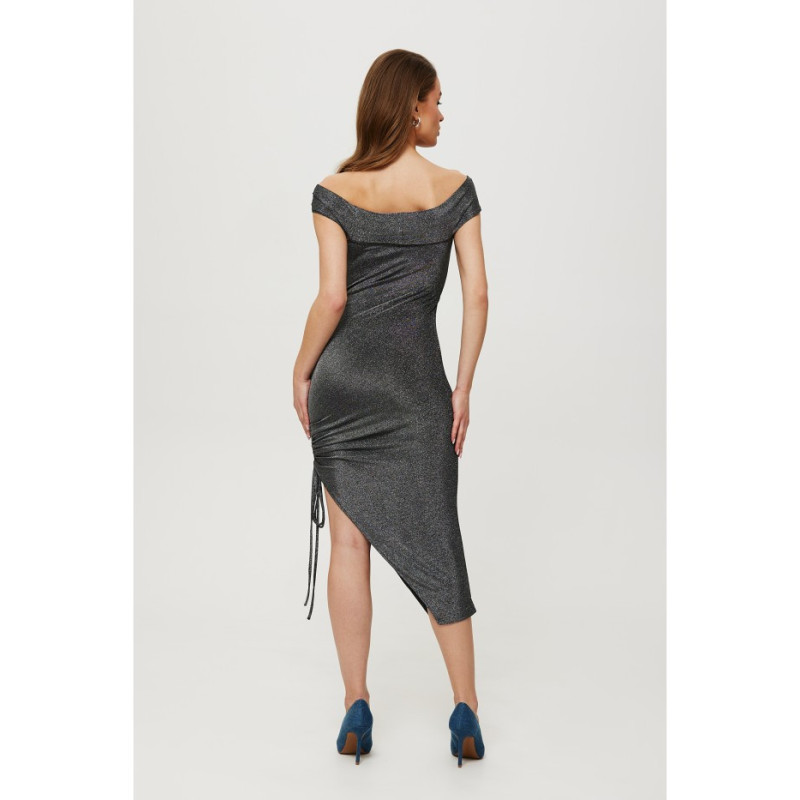 K187 Metallic pull-on side dress - silver