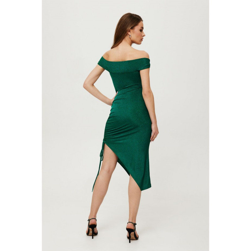 K187 Metallic pull-on side dress - emerald