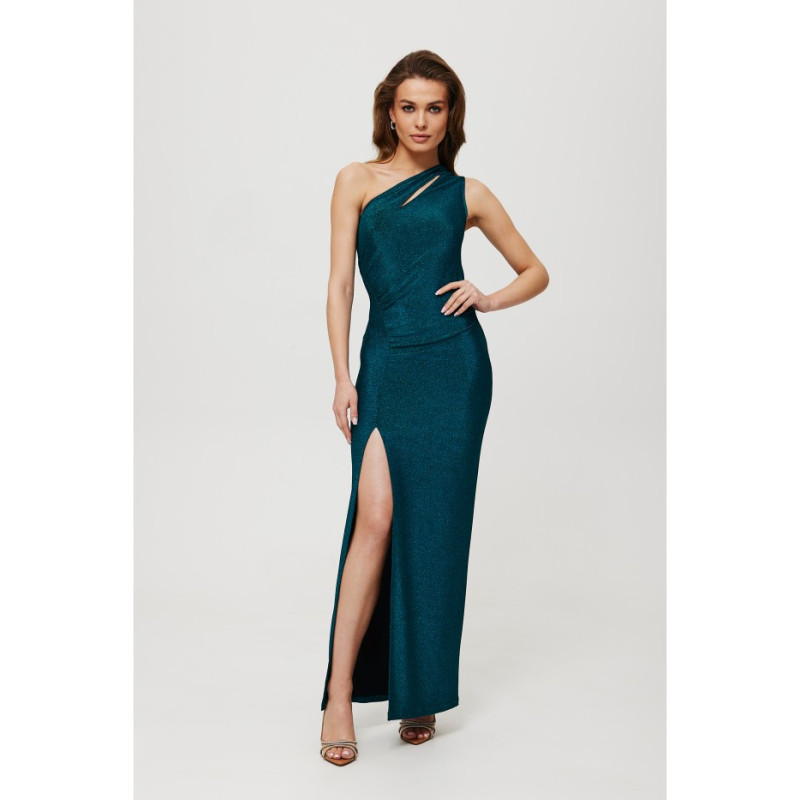 K189 Metallic maxi dress with teardrop neckline - nautical