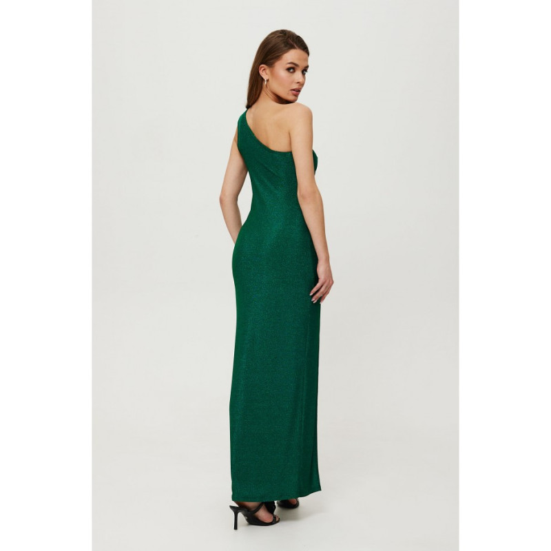 K189 Metallic maxi dress with a teardrop neckline - emerald