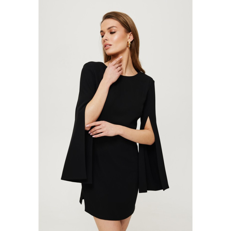 K190 Dress with slit sleeves - black