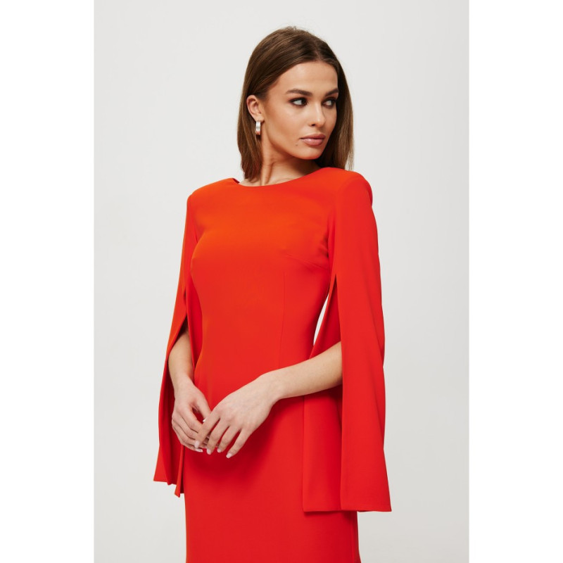 K190 Dress with slit sleeves - coral