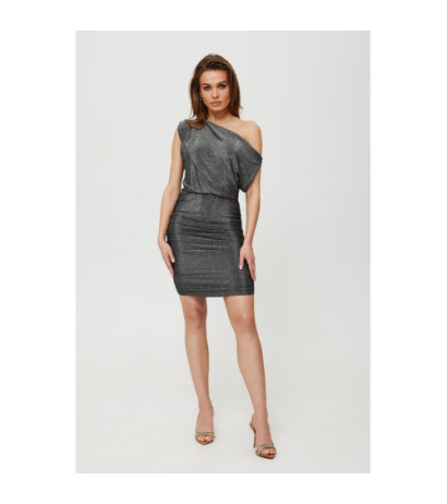 K192 Metallic mini dress with ruffled bottom - silver