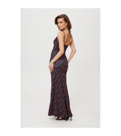 K193 Printed maxi dress with tie at neckline - model 3