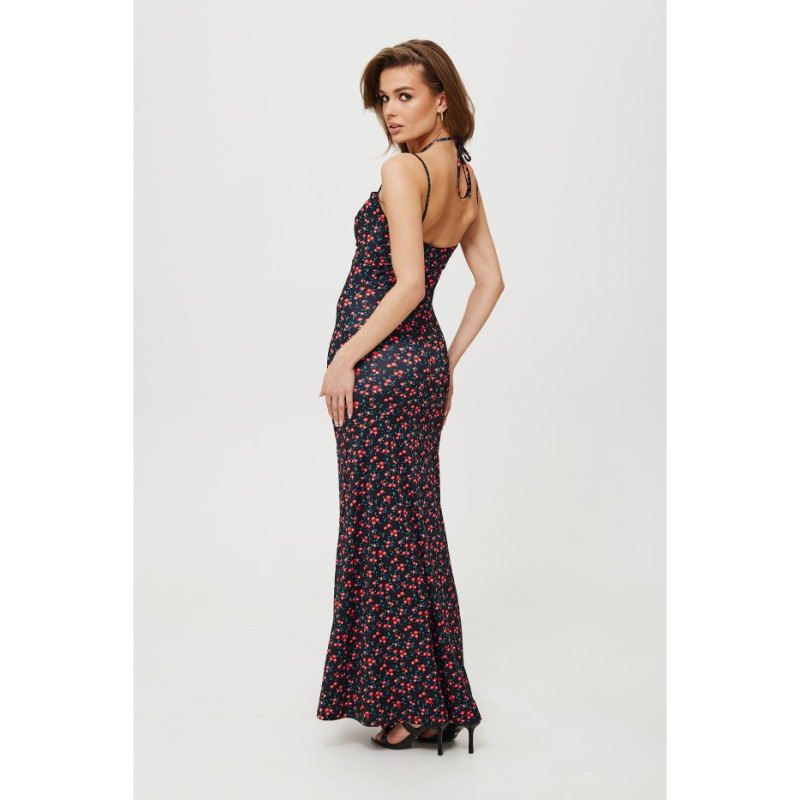 K193 Printed maxi dress with tie at neckline - model 3