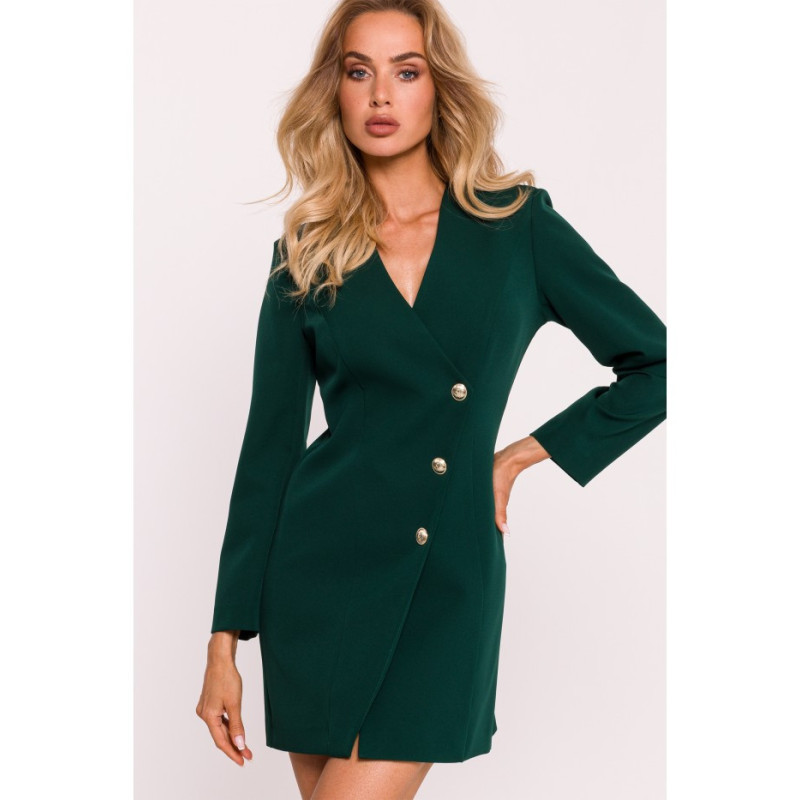 M793 Jacket dress with gold buttons - bottle green