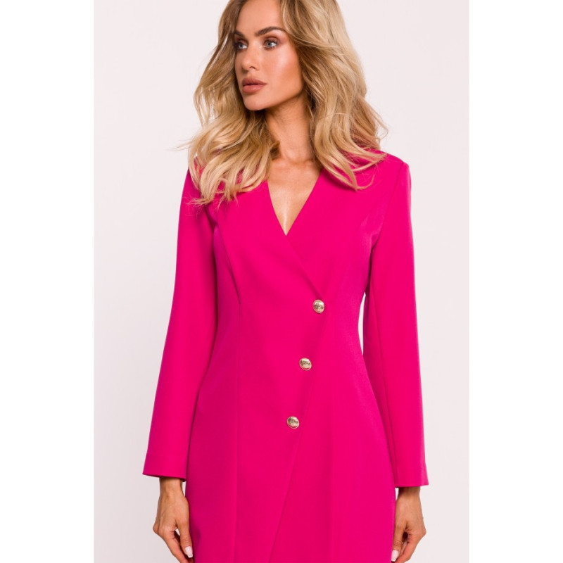 M793 Jacket dress with gold buttons - fuchsia