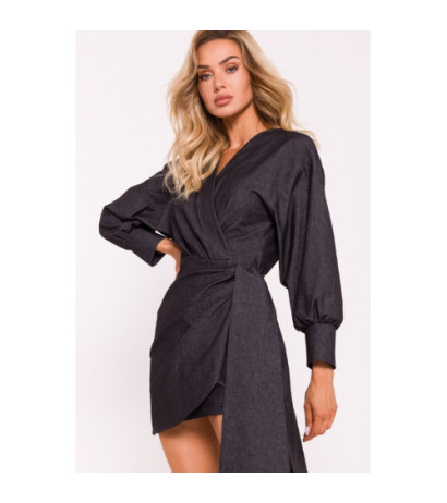 M802 Mini dress with tie - graphite