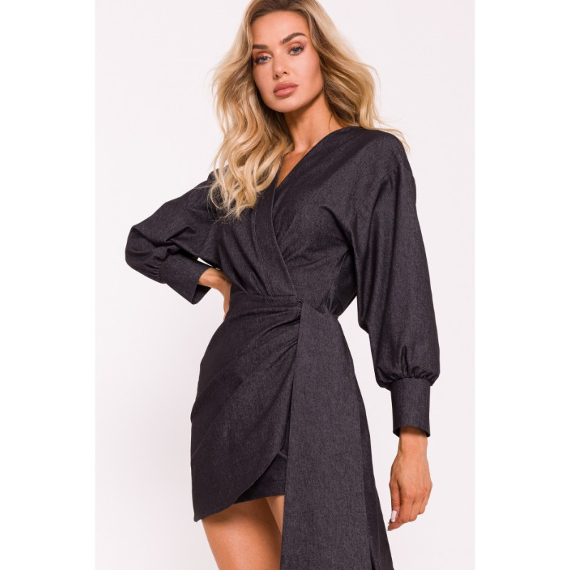 M802 Mini dress with tie - graphite