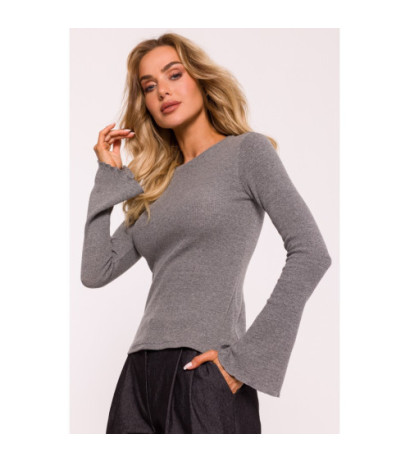 M806 Blouse with long extended sleeves - grey malange