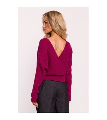 M809 Short sweater with envelope neckline - pink